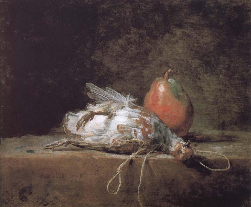 Jean Baptiste Simeon Chardin Gray partridge and a pear Sweden oil painting art